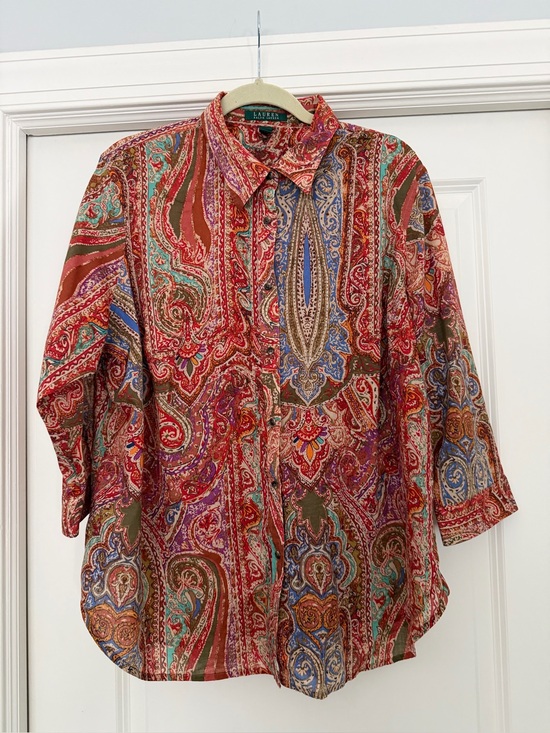 Ralph Lauren Tops - Ralph Lauren Red Brown Blue Green Paisley Button-Down Shirt
